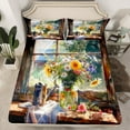 thumbnail image 2 of Castle Fairy Floral Daisy 3pcs Twin Sheet Sets,Watercolor Flower Twin Fitted Sheet,Rustic Cabin Breathable Flat Sheet,Microfiber Teens Bedroom Decor, 2 of 6