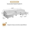 thumbnail image 2 of Betisef Modular Sectional Sofa W/ Deep Seat,Freely Combined Comfy Corduroy Couch,Arm Chair W/ Pillows for Living Room, Apartment,U-Shaped 4-seat Oversized Sofa W/ Double Movable Ottomans White, 2 of 7