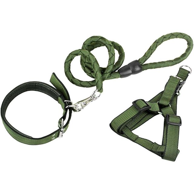 Extra Long 1.6 Meters Pets Dogs No-pull Padded Leads Leash And Harness Vest Collar Set Adjustable For Heavy Duty Small Medium Large Breed Dogs Trainin