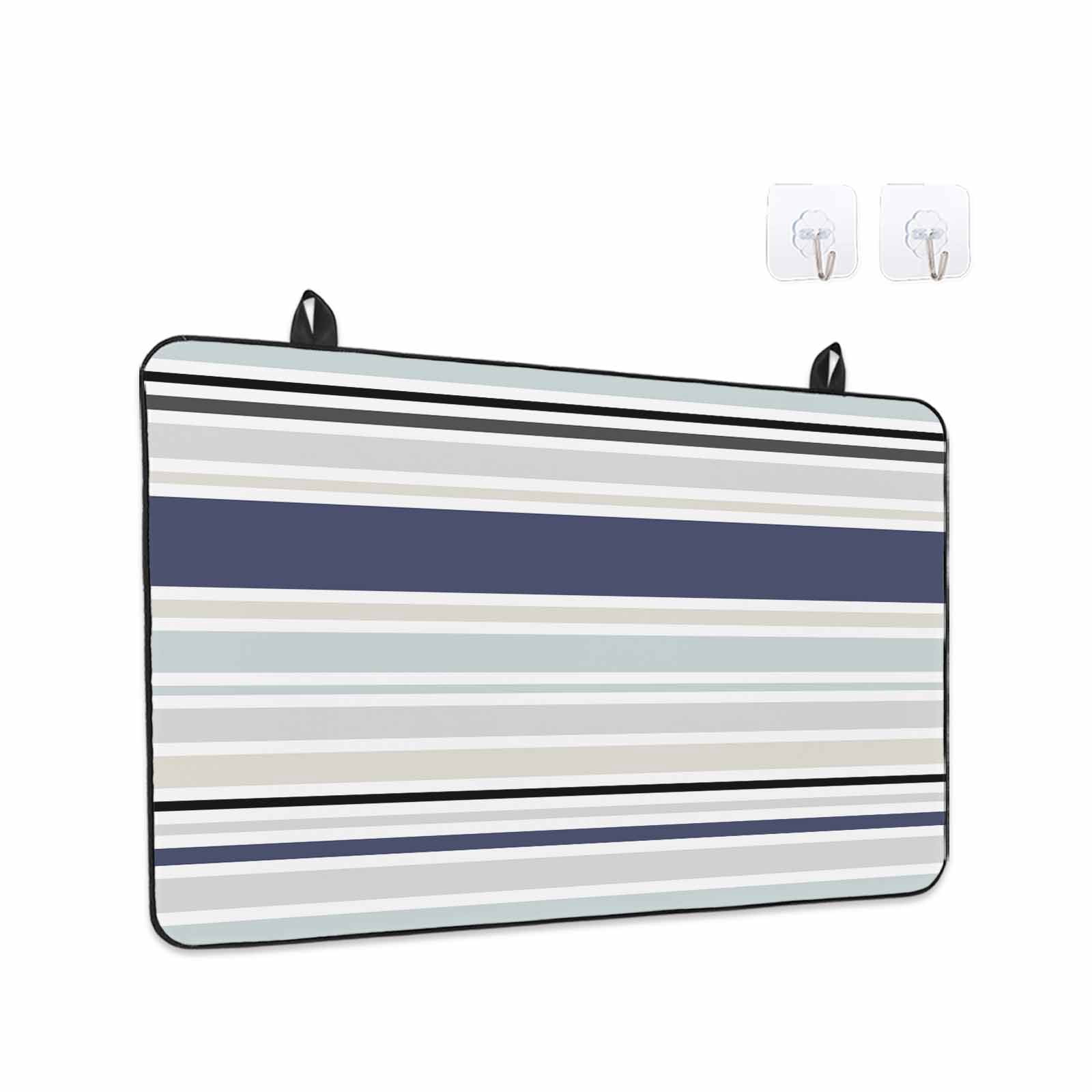 Blue Black Grey Striped Stove Top Cover for Electric Stove, Heat-proof & Non Slip Glass Top Stove Cover Protector, Farmhouse Stripes Kitchen Flat Cooktop Rubber Mat 24x21 Inches