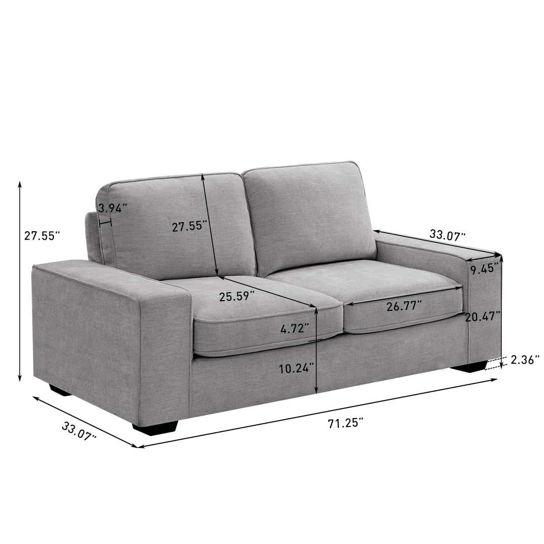 Modern 88.97'' Upholstered 3-Seater Sofa with Bottom Frame
