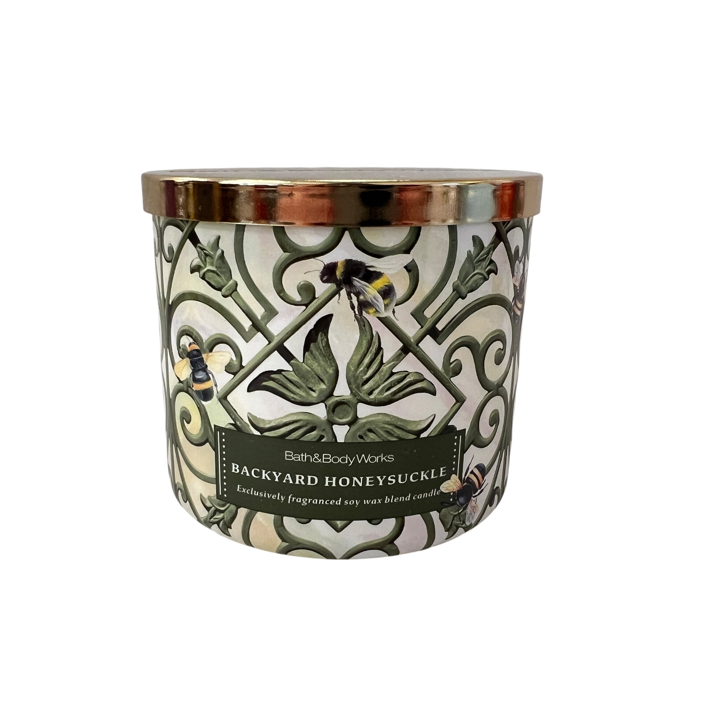 Bath & Body Works Backyard Honeysuckle Scented 3 Wick Candle 14.5 oz