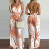 thumbnail image 1 of Pantalon Large pour Femmes Mode Dos Nu Fendu Imprimé Floral Combinaison, 1 of 7