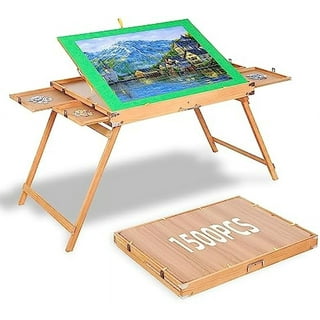 Ynredee wooden jigsaw puzzle table for adults & kids,portable folding table  with 2 drawers,multifunction tilting table puzzle accesso