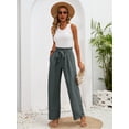 thumbnail image 5 of Chiclily Women Wide Leg Pants with Pockets High Waist Loose Belt Flowy Casual Trousers, US Size Medium in Grey, 5 of 9