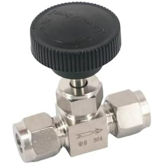 Fit Tube O.D 3/8" 304 Stainless Steel Shut Off Valve Flow Control Needle Valve Compression Fitting$$Plumbing & HVAC