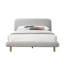 ACME Cleo Contemporary Boucle Fabric Upholstered Eastern King Bed in Gray