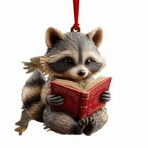 Bwiyojiz Home Decor Christmas Decorations 3.14" Reading Foxs Raccoon Ornament, Gifts for Friend