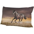 thumbnail image 6 of Horse Running Alone Velvet Oblong Lumbar Plush Throw Pillow Cover/Shams Cushion Case - 20x26in - Decorative Invisible Zipper Design for Couch Sofa Pillowcase Only, 6 of 7