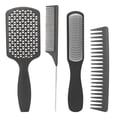 thumbnail image 2 of 4pcs Hair Comb Set Easy Detangling Hair Brush Tail Comb Wide Fine Teeth Hair Comb Set for Hair StylingBlack Box Packed, 2 of 5