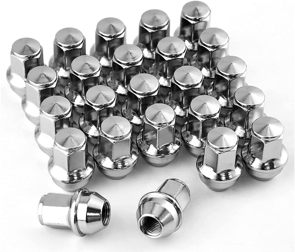 Afa Motors 24Pcs 14mmx2.0 Wheel Lug Nuts, Polished Stainless M14x2.0