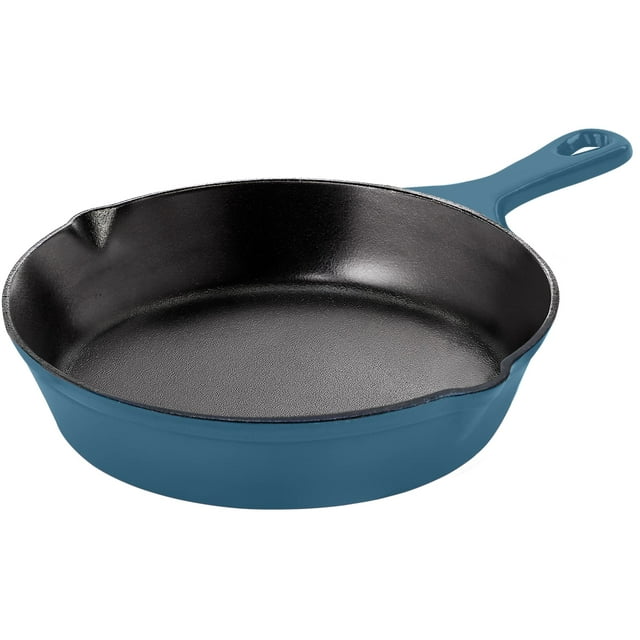Sartén de hierro fundido Utopia Kitchen de 6.5 pulgadas, sartén de chef de hierro fundido, pre-sazonada, utensilios de cocina seguros para parrilla para uso en interiores y exteriores, color verde azu