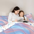 thumbnail image 4 of Manfei Marble Fluid Swirl Twin Comforter Sets, Pastel Blue Pink Bedding Set, Colorful Stars Reversible 2-Piece, 1 Comforter and 1 Pillowcase, 4 of 6