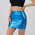 thumbnail image 6 of EINCcm Womens Metallic Sexy Shiny Stretchy Short Pencil Party Skirt Mini Shiny Wet Look Skirts for Dance, 6 of 7