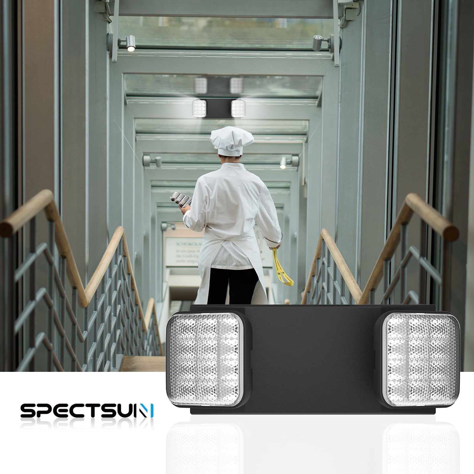 Spectsun 2 Pack LED Emergency Light with Battery Backup, Commercial Power Outage Emergency Lighting, 120-277VAC, UL Listed.