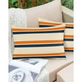 thumbnail image 6 of Orange Blue Stripe Throw Pillow Cover 20 x 26 Inch Decorative Pillow Cover Minimalist Farmhouse Stripes Lumbar Pillowcase Seasonal Rectangle Cushion Case for Couch Sofa Bed Living Room, 6 of 7