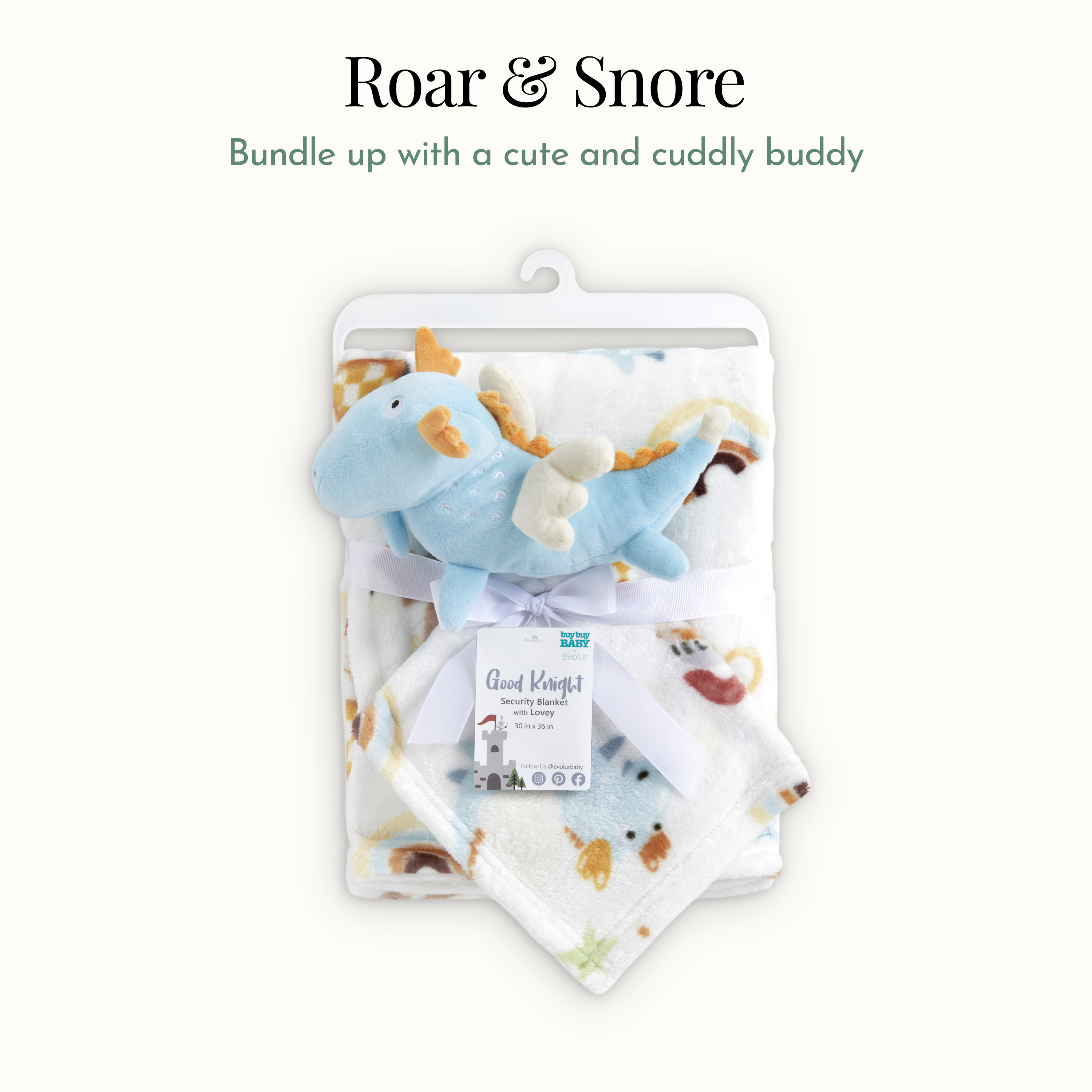 Evolur Good Knight 2 pc Gift Set - Blanket with Lovey Knight Print