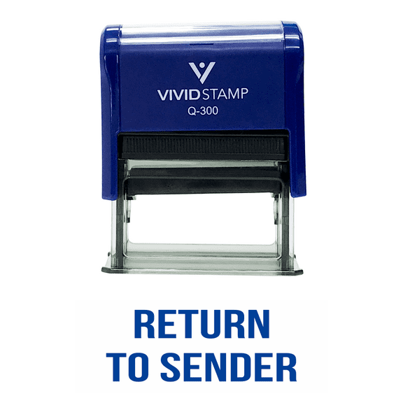 Vivid Stamp RETURN TO SENDER Self Inking Rubber Stamp (Blue Ink) Large