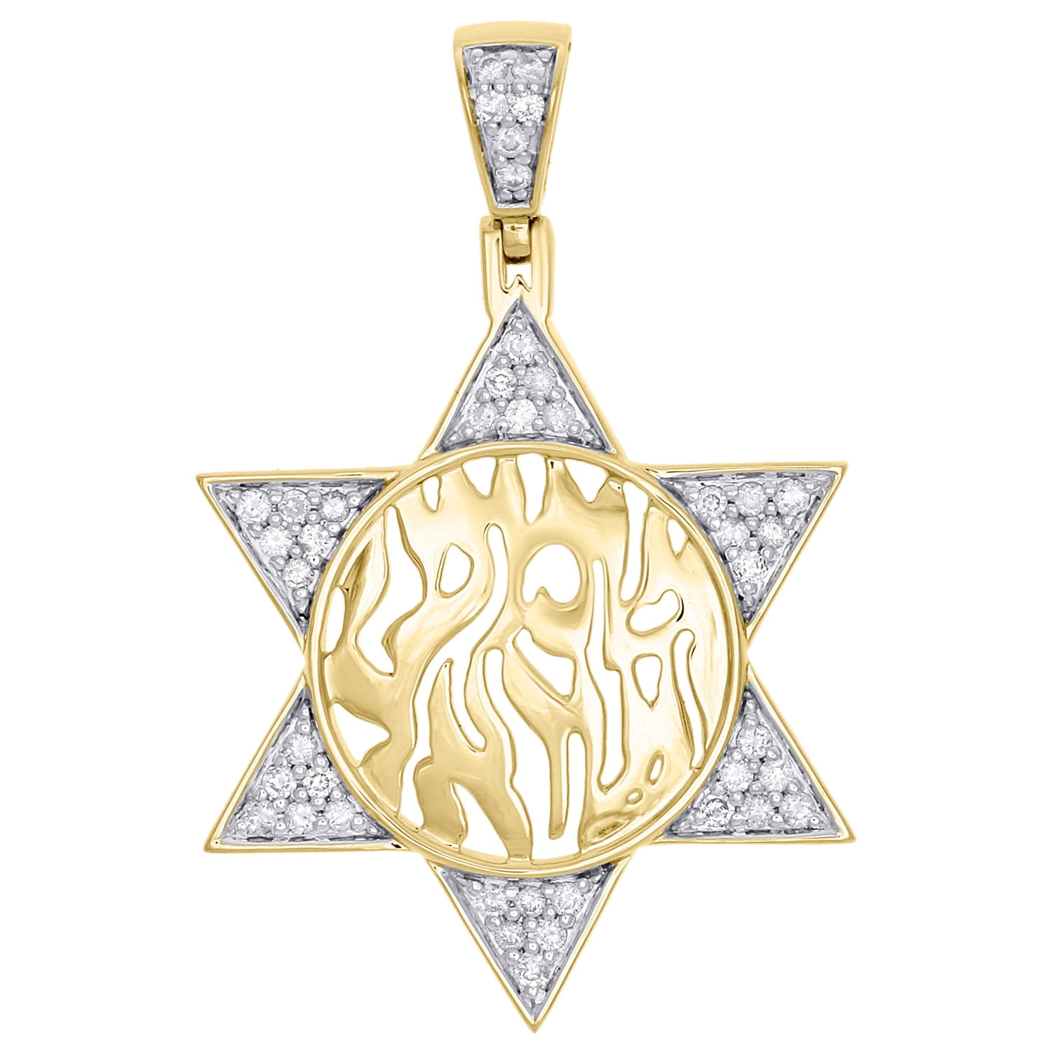 1.10 Ct Round Diamond 14K Yellow Gold Over Star Magen David Jewish Charm Pendant
