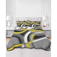 thumbnail image 3 of Yellow Geometric Twin Size Down Alternative Comforter, Lightweight Comforter Quilt Bedding Set with Pillow Shams Gray Black Retro Abstract Stripes Lines All Seasons Bed Comforter Duvet Insert 68"x86", 3 of 7