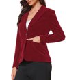 thumbnail image 4 of INSPIRE CHIC Velvet Blazer for Women Long Sleeve Notch Lapel Button Vintage Work Office Blazers with Pockets XL Red, 4 of 6