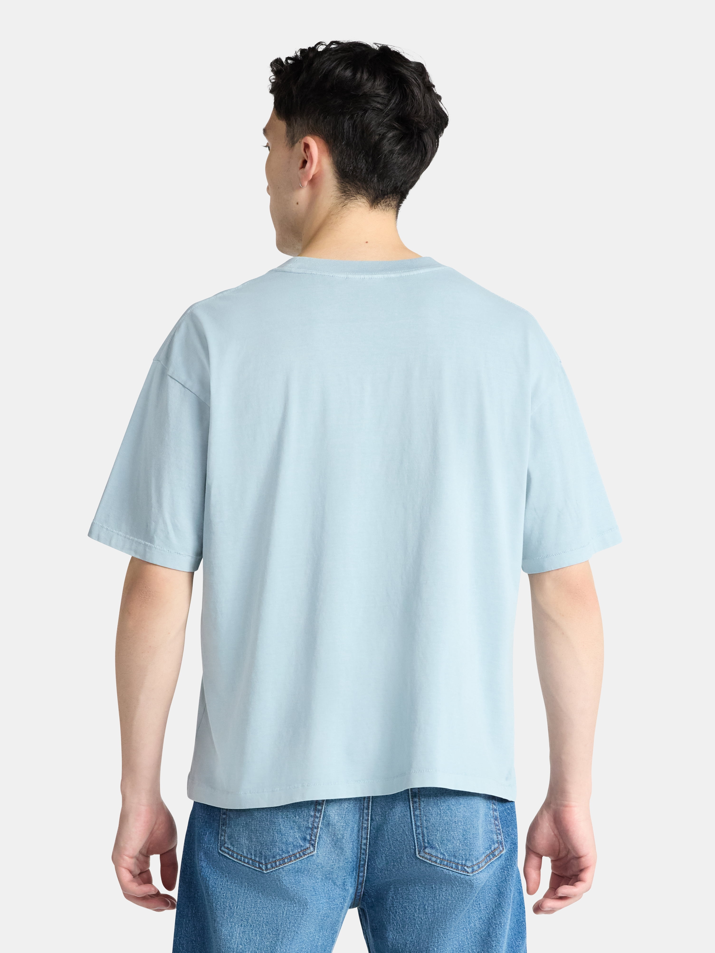 No Boundaries Oversized Boxy Fit Cropped Length New York City Graphic Tee Shirt, Men's & Big Men's, XS-5XL