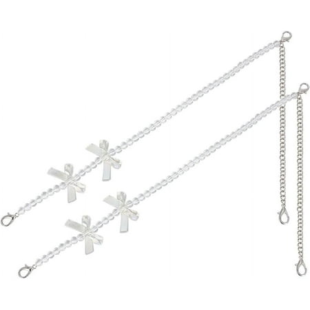 2 Pcs Replacement for Bra Tops Dress Transparent Plastic Imitation Pearl Beaded Bag Chain Adjustable Bag Chains Replacement Purse Strap Handbag Chain Accessories for Bag Decoration