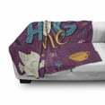thumbnail image 3 of Hug Soft Flannel Fleece Throw Blanket, Happy Colorful Doodle of Cat Tea Cup Tiny Hearts and Hug Me Lettering, Cozy Plush for Indoor and Outdoor Use, 60" x 80", Multicolor, by Ambesonne, 3 of 6