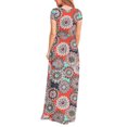 thumbnail image 3 of Cogild Womens Dresses Plain Short Sleeve Crewn Neck Empire Waist Floral Maxi Dress With Pockets, 3 of 4