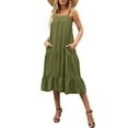 thumbnail image 4 of Sedceaty Women Midi Tank Dress, Summer Sleeveless Solid Color Loose Ruffle Tiered Beach Dress, 4 of 6