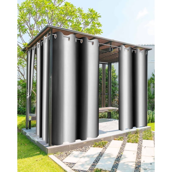 nqOlkjepod Outdoor Curtains for Patio Waterproof, Black White Ombre Outdoor Privacy Panels Grommet, Modern Minimalism Gradient Abstract Blackout Outside Curtains for Porch/Cabana 54"x84", 2 Panels