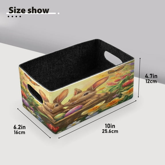 BZSMCE Shelf Baskets Rabbit on Basket Pattern Storage Cube Bins 10.1*6.3*4.7in Set of 2