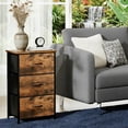 thumbnail image 4 of 3-Drawer Storage Dresser with Removable Fabric Bins, Stylish Wood Grain Print Organizer for Bedroom Closet Living Room Entryway, Space-Saving Easy Assembly, 4 of 7