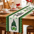 thumbnail image 4 of Green St. Patrick's Day Cotton Linen Table Runner for Dining Kitchen, Gnomes Watercolor Leaves Rustic Wedding Outdoor Party Tablerunners, Dresser Scarf Coffee Tablecloth Runners 13x60 Inches, 4 of 8