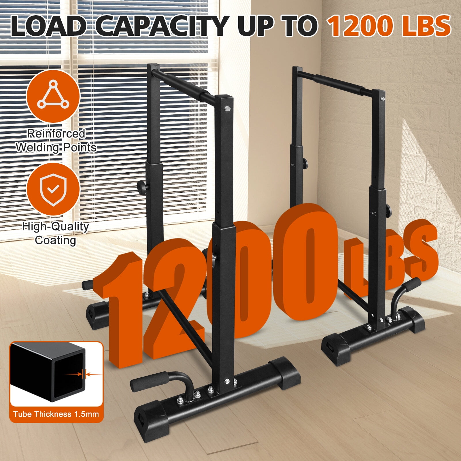 Exercise Equipment Dip Bar Station Set, 6 Level Adjustable Pull Up Bars, 1200lbs Heave Duty Parallettes Bars, Dip Station for Full Body Workout Fitness,Home Gym Equipment