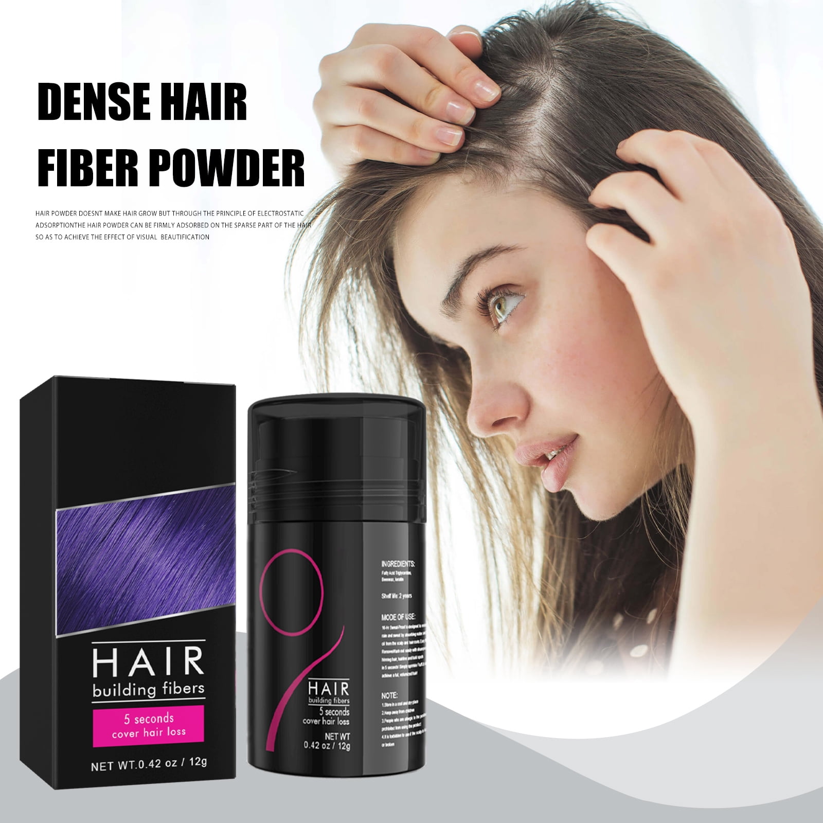 Alvantor Dark Brown Hair Building Fibers Powder for Thinning Hair, 0.42 oz - Instant Volume & Concealment for Men & Women