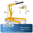 thumbnail image 6 of Yellow Hydraulic Folding Engine Hoist with Lever, 2 Ton/4400 LBS, Adjustable Boom Cherry Picker Shop Crane, Engine Crane with 360° Caster Wheels & Leveler for Auto Repair, Equipment Handling, 6 of 8
