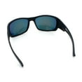 thumbnail image 7 of Mens Matte Classic Rectangular Wrap Around Biker Plastic Sunglasses Black - Orange Mirror, 7 of 7