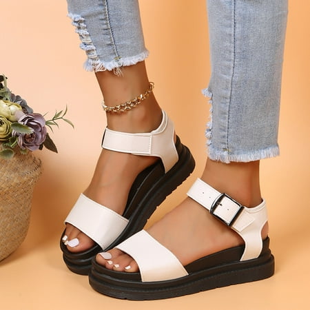 

mtvxesu Sandals Fashion Women Casual Round Head Comfy Sandals Beach Casual Slipsole Shoes Cute Sandals for Women Outdoor Activities Sale