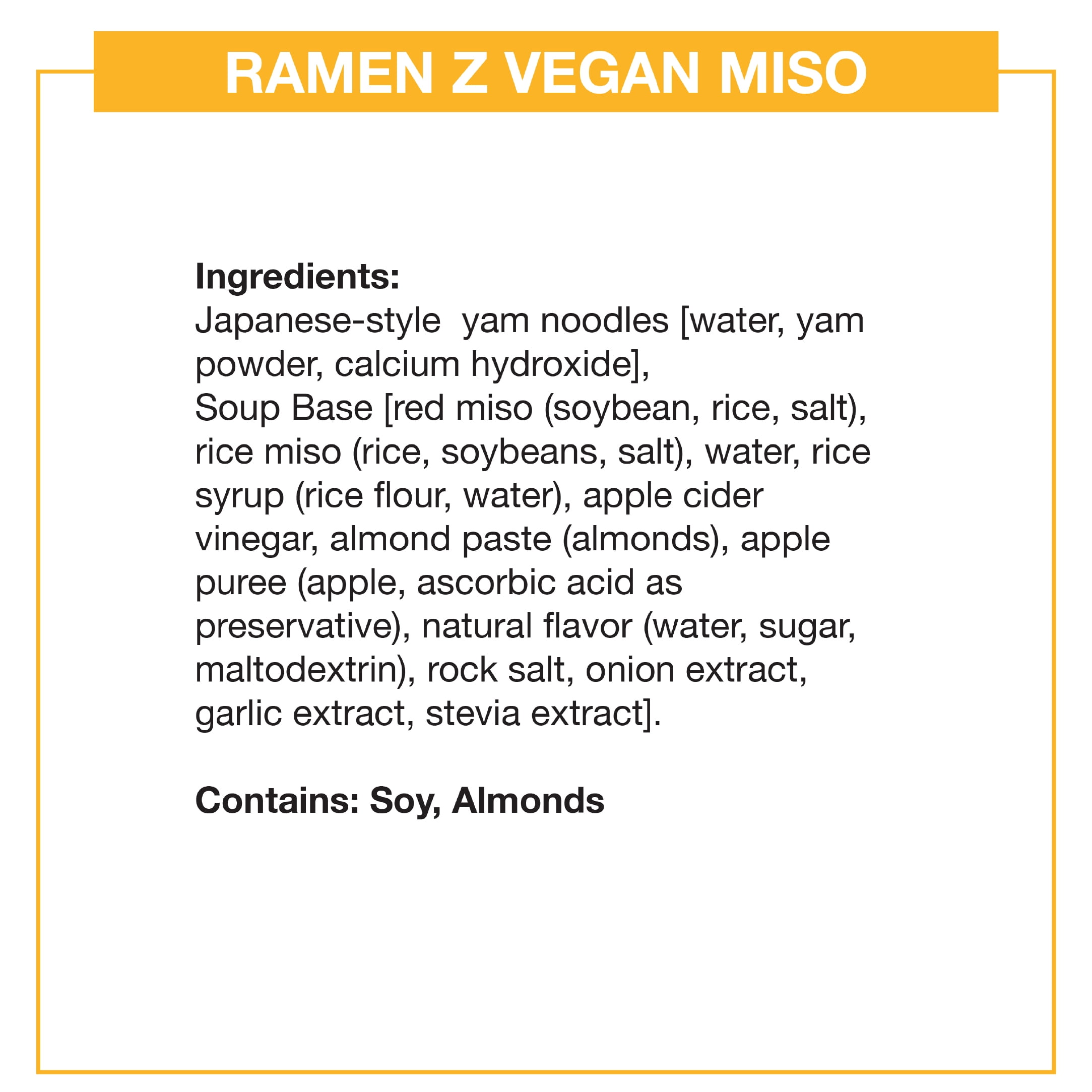 Ramen Z Miso 4pc Pack Shiratake noodles, Keto, Gluten Free, Dairy free, No Trans Fat, Konjac Noodles