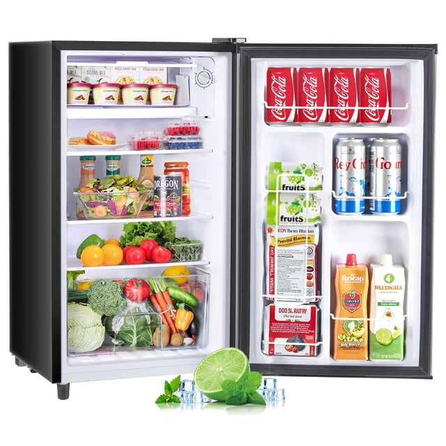 Minirefrigerador Zibbizo mejorado de 90.6 litros con congelador de 3.2 pies cúbicos, negro