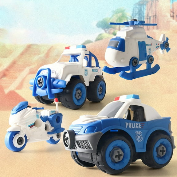 UTXQFD ,4PCS Take Apart Toys for 3-8 Year Old Boys Construction Toys DIY Assembly Police Car Toy Airplane Toy Motorbike Toy Boys Girls Kids Learning Educational Toys
