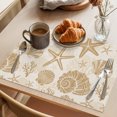 thumbnail image 3 of Khaki Coastal Summer Placemats Set of 8 Coral Shell Starfish Nautical Retro Place Mats Indoor Wipeable Table Mats Washable Cloth Dining Table Placemats for Kitchen Holiday Party Home Decor 13x19 Inch, 3 of 9