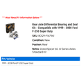 thumbnail image 2 of Rear Axle Differential Bearing and Seal Kit - Compatible with 1999 - 2008 Ford F-250 Super Duty 2000 2001 2002 2003 2004 2005 2006 2007, 2 of 2