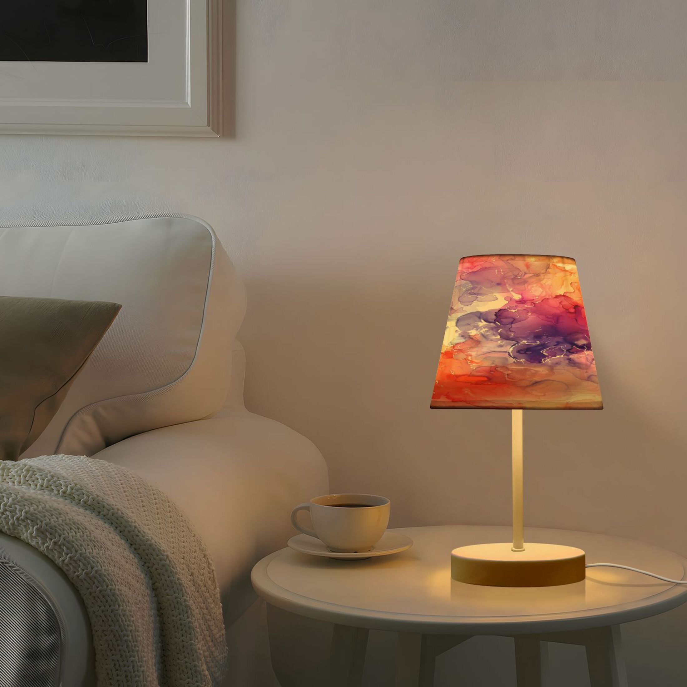 Watercolor Alcohol Ink Splashes Desk Lamp LED Table Nightstand Lamps with 3 Color Temperatures for Home Bedroom Living Room Decor 8x12