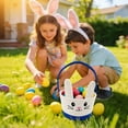 thumbnail image 4 of Easter Basket Braided Cotton Rope Build Bunny Ear Handle Design Color Matching Rabbit Face Pattern Hand Basket for Eggs Storage Container, 4 of 6