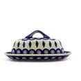 thumbnail image 3 of Polish Pottery 7¾-inch Butter Dish (Peacock Theme) Hand Painted in Boleslawiec, Poland + Certificate of Authenticity, 3 of 6