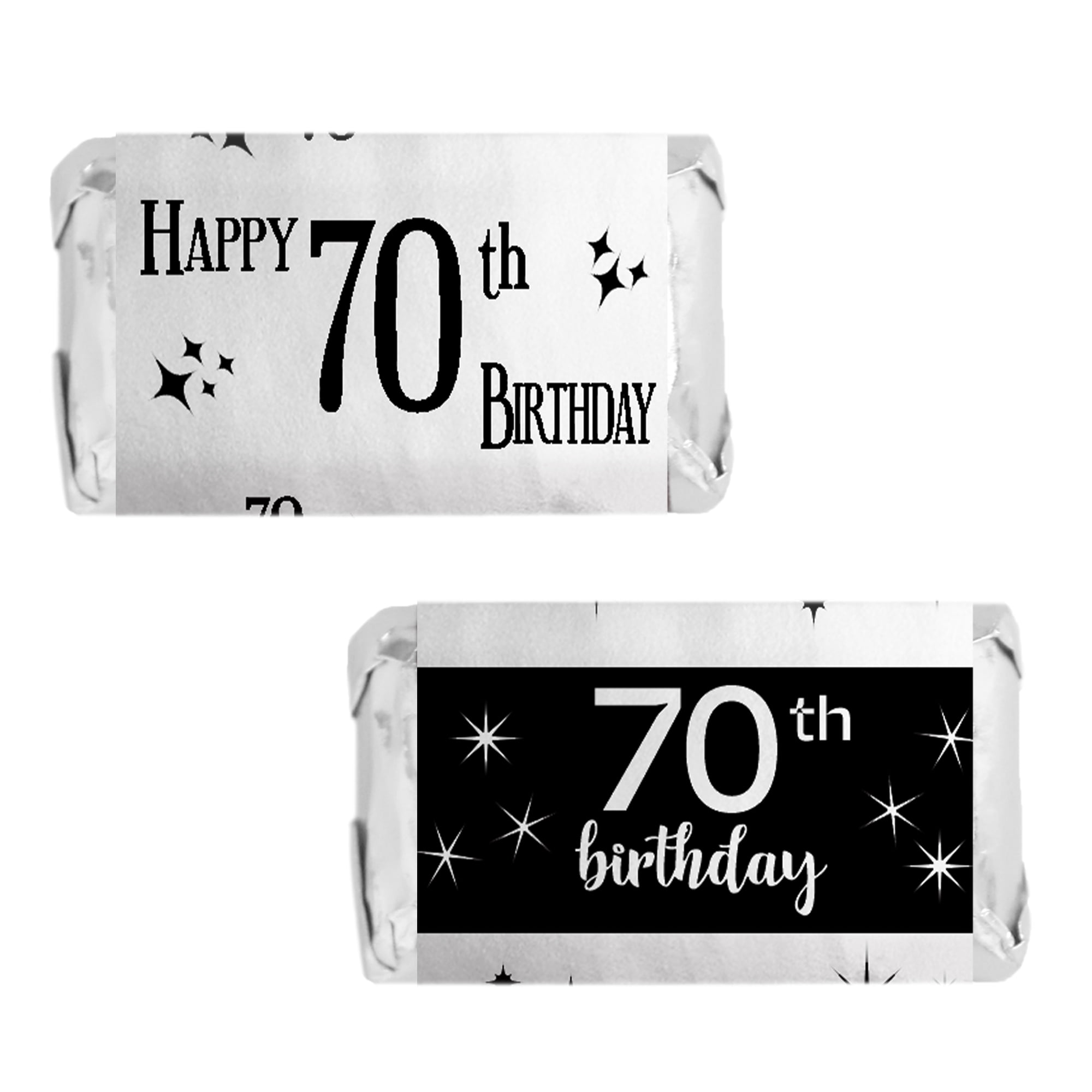 Distinctivs Black and Metallic Silver 70th Birthday Party Mini Candy