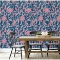 thumbnail image 3 of S4Sassy Peel And Stick Wall Covering, Lotus Vines Removable Wallwrap - Blue Instant Wall Makeover Mural For Bathroom, Laundry Room, Closet Interior - Self-Adhesive Wallpaper Vinyl -25"X 60", 3 of 4
