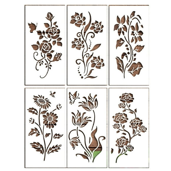 Hearth & Gear Garden Fence Large Flower Stencils DIY Decoration 2025 Reusable Floral Stencil For Painting On Wood Walls Fence Pattern Sunflower Yard Spray Paint Crafts Stencils Statue Head Full